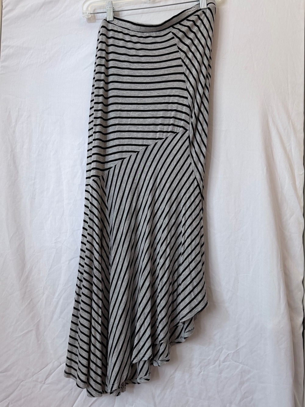 Sweet Claire Striped Handkerchief Maxi Skirt Gray Black Size M